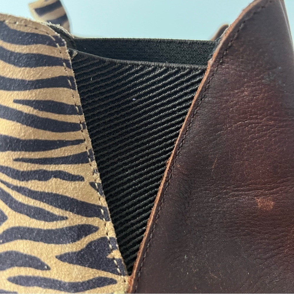 TOMS Brown Wedge Ankle Boots with Animal Print - Picture 6 of 13